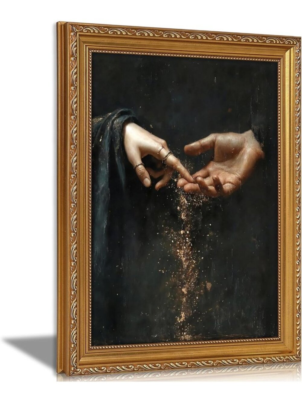 Gothic Vintage Gold Framed Wall Art, Romantic Couple Oil Painting Canvas Print